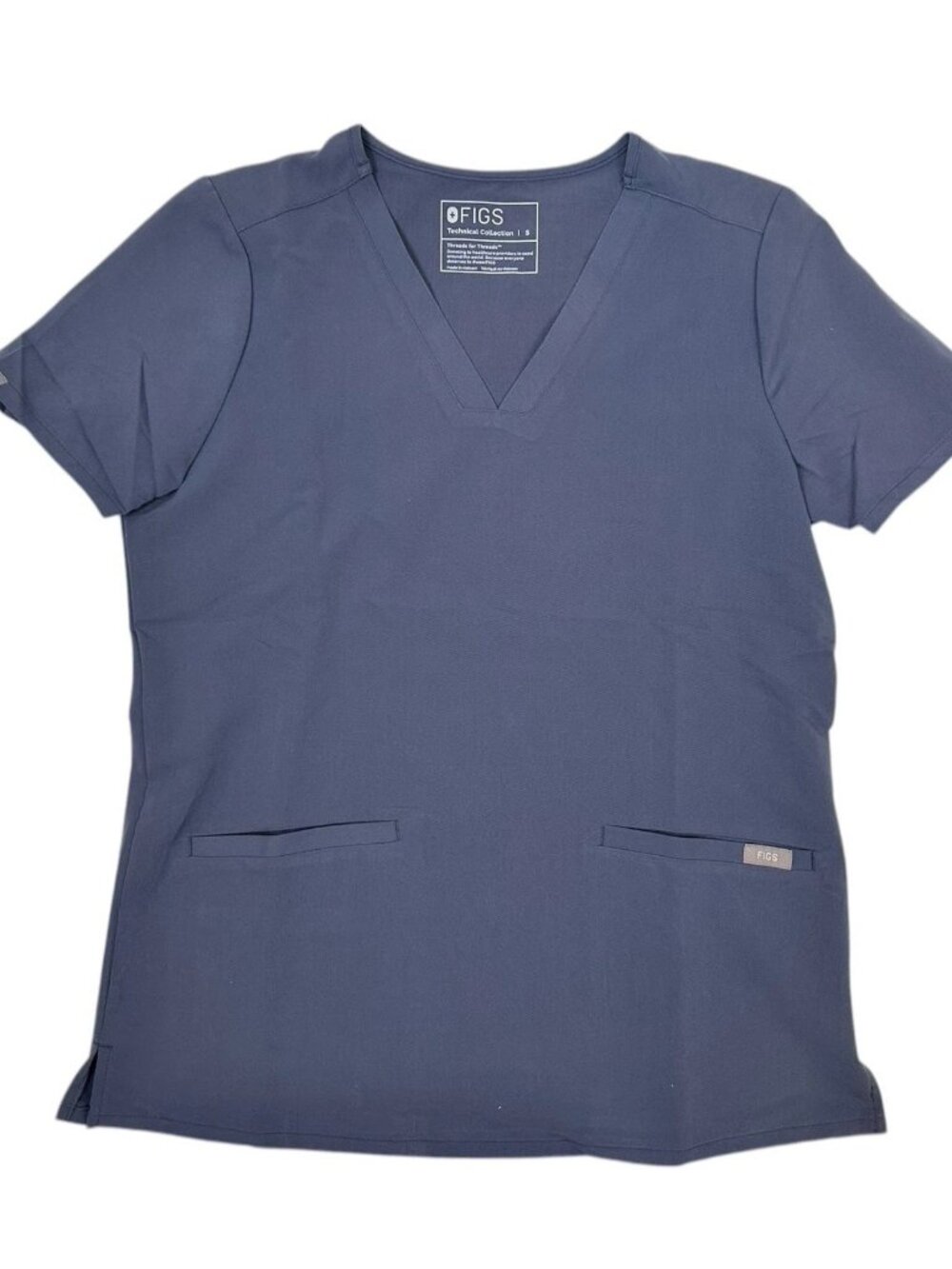FIGS Casma Scrub Top Womens Small Navy 3 Pocket V Neck Modern